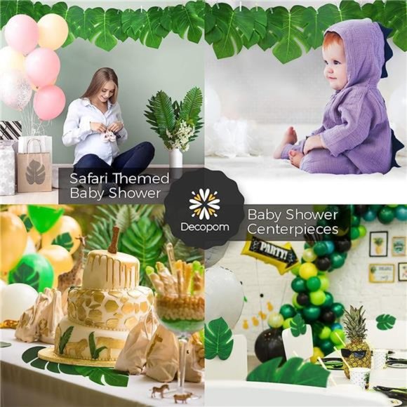 Palm Leaves Artificial Tropical Monstera-84Pcs 6Kinds Large Small Green FakePalm - Picture 4 of 6